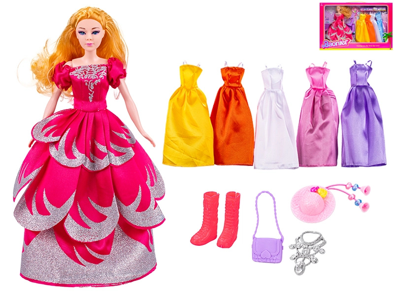 Mikro trading Panenka módní 29 cm s šaty 5 ks a doplňky