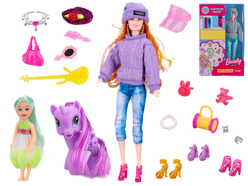 Módní panenka 29 cm s kloubovými končetinami a doplňky