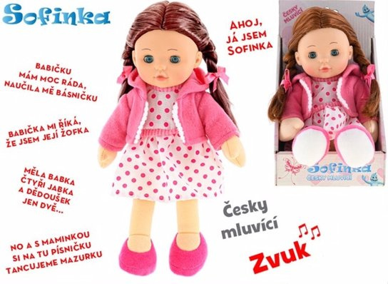 Panenka Sofinka 31cm mrkací měkké tělo na baterie česky mluvící v krabičce
