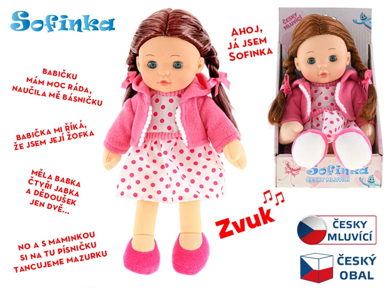 Panenka Sofinka 31cm mrkací měkké tělo na baterie česky mluvící v krabičce