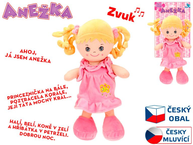 Mikro Panenka Anežka 36cm na baterie česky mluvící a zpívající blondýnka