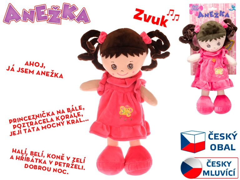 Mikro Panenka Anežka 36cm na baterie česky mluvící a zpívající brunetka