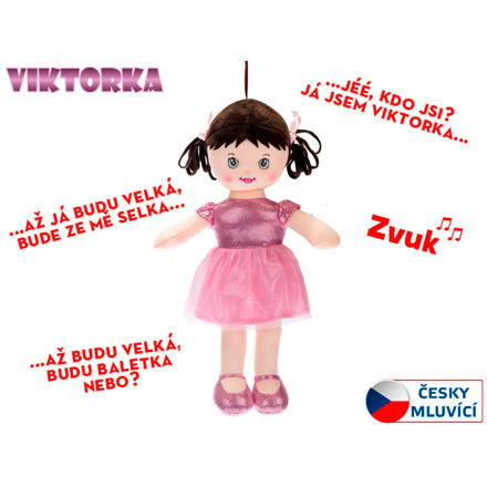 Mikro Panenka Viktorka hadrová 32cm česky mluvící na baterie světle růžová