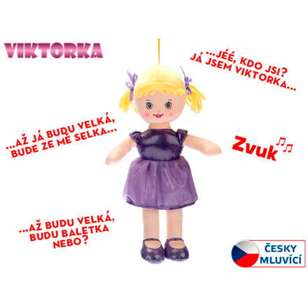 Mikro Panenka Viktorka hadrová 32cm česky mluvící na baterie fialová