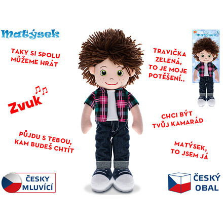 Panáček Matýsek měkké tělo ,česky mluvící růžový