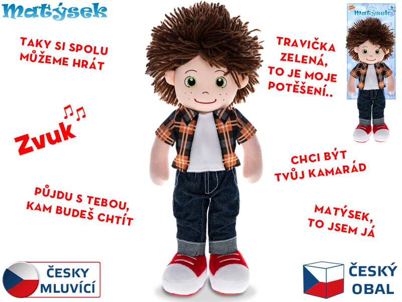 Panáček Matýsek měkké tělo, česky mluvící oranžový