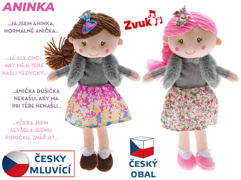 Panenka Aninka hadrová 30cm měkké tělo  česky mluvící