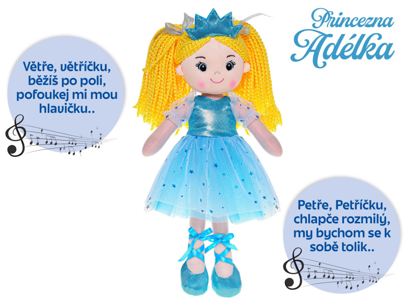 Mikro Trading Panenka Princezna Adélka 35cm měkké tělo na baterie česky zpívající