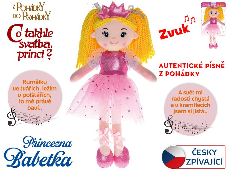 Mikro Trading Panenka Princezna Babetka 35cm měkké tělo na baterie česky zpívající