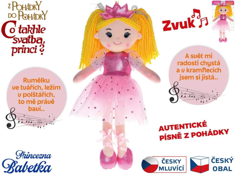 Mikro Trading Panenka Princezna Babetka 35cm měkké tělo na baterie česky zpívající