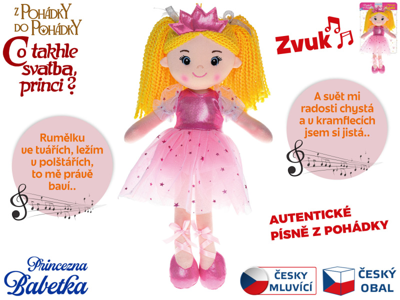Mikro Trading Panenka Princezna Babetka 35cm měkké tělo na baterie česky zpívající