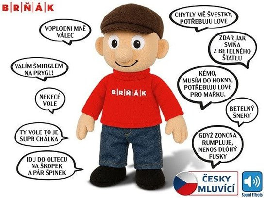 Panáček Brňák mluvící plyšová hračka 32 cm na baterie