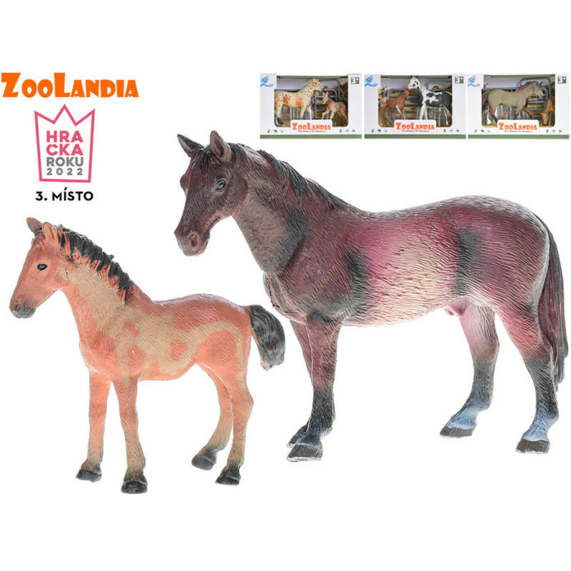 Zoolandia kůň s hříbětem a doplňky (10–15 cm)