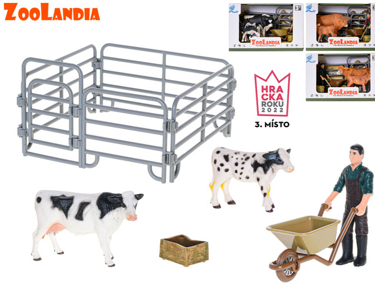 Zoolandia kráva/ býk s telátkem a doplňky, mix druhů
