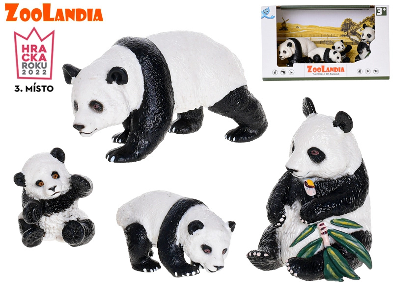 Zoolandia Samec a samice pandy s mláďaty