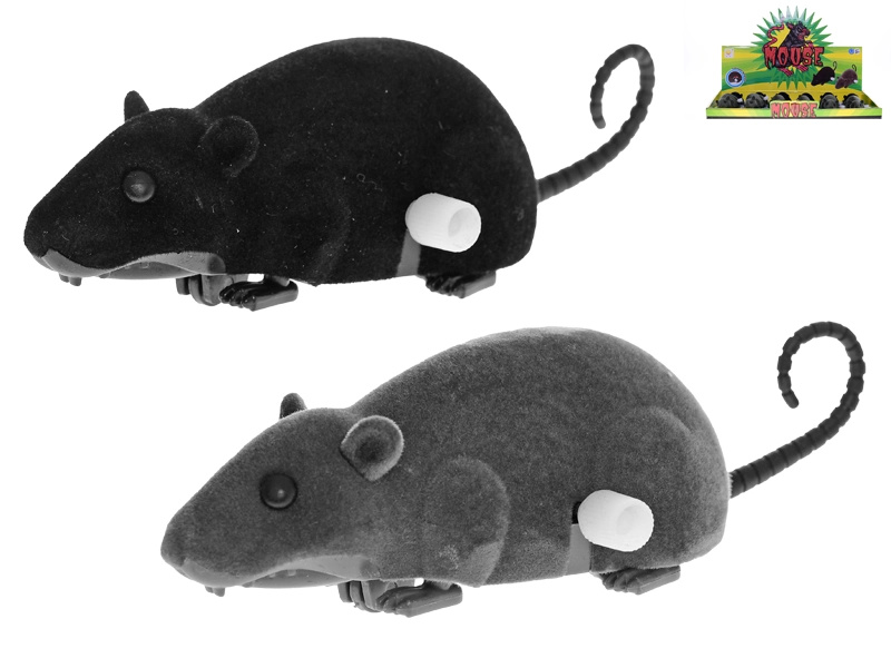 Natahovací myš 12 cm s pohyblivým ocasem – plastová hračka pro děti