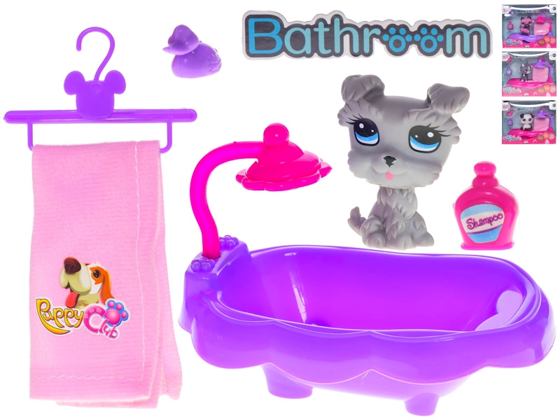 Pejsek s vaničkou a doplňky – sada pro koupání pro děti od 3 let