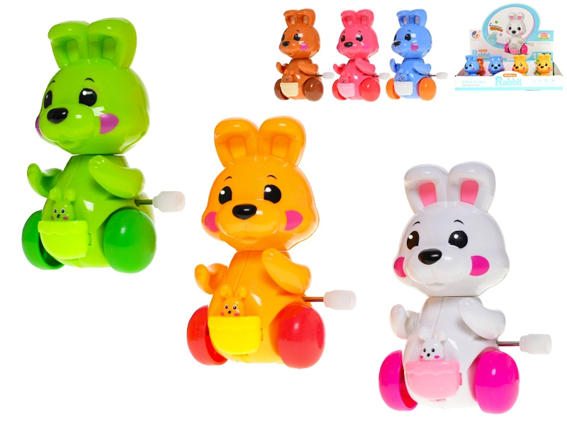 Roztomilý králíček na klíček 9 cm – natahovací plastová hračka pro děti