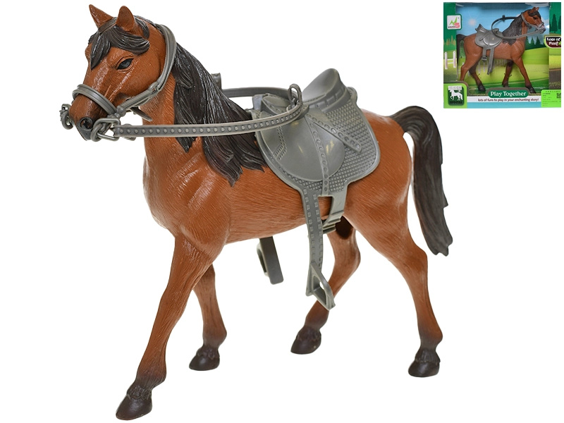 Kůň se sedlem 28 cm – realistická figurka pro děti