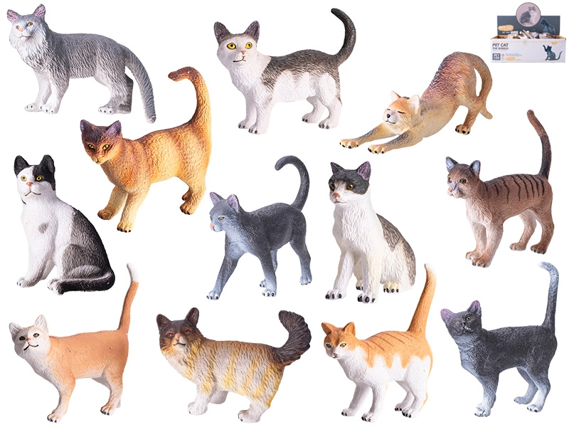 Sada realistických figurek koček 12 ks
