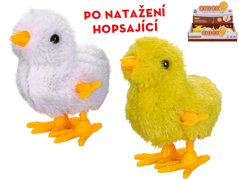 Plyšové skákající kuřátko 9 cm na klíček