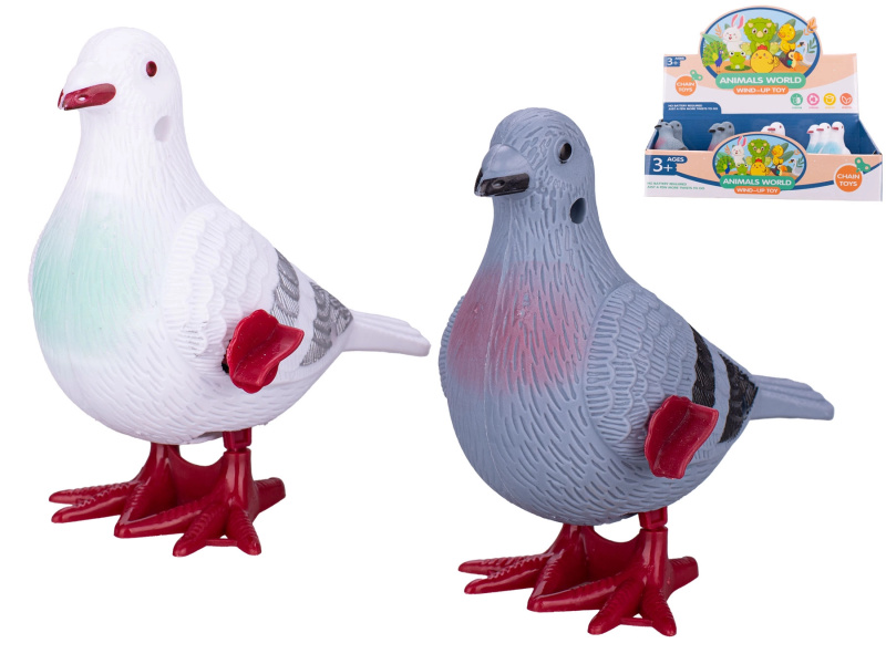 Skákající holub 11 cm – mechanická natahovací hračka