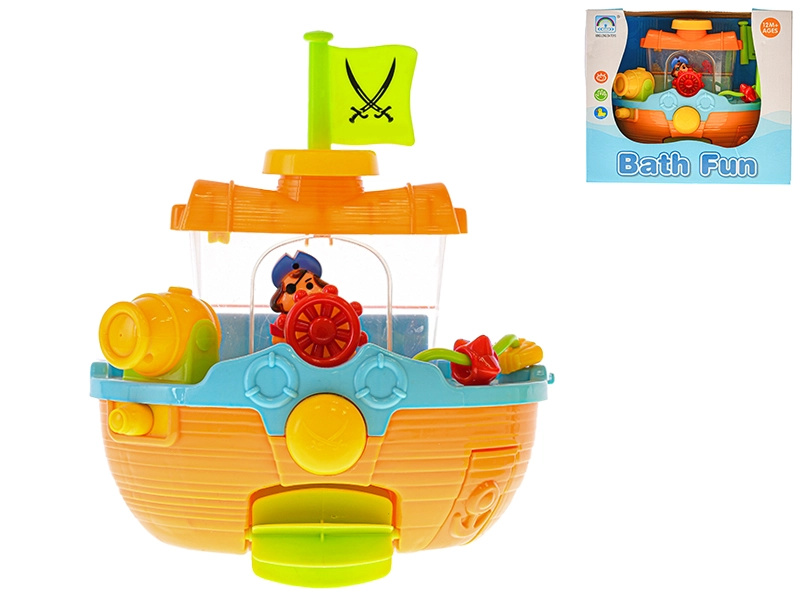 Loďka do vany 22 cm stříkací s přísavkami a doplňky