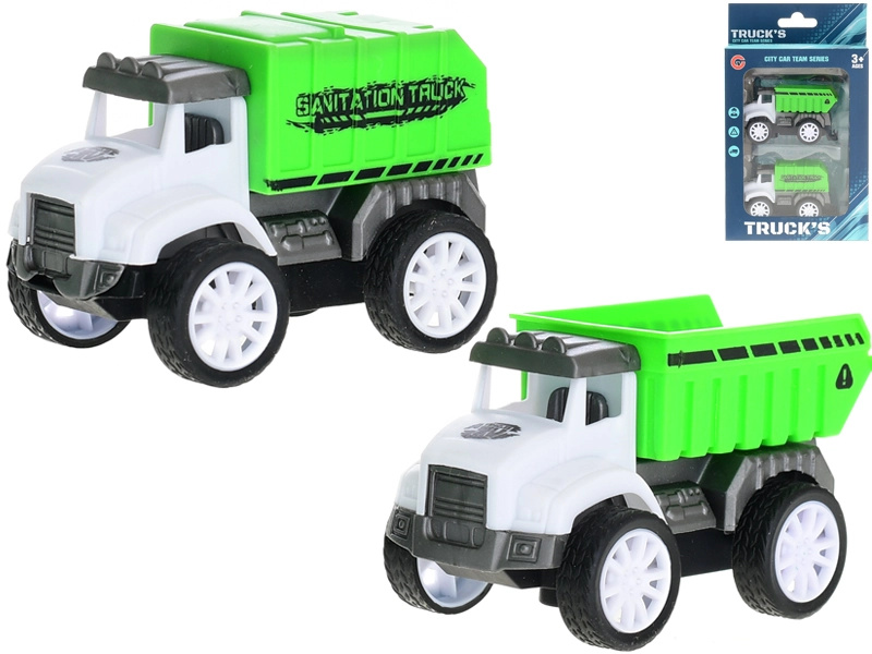 Sada úklidových autíček 7,5 cm se zpětným chodem, 2 ks