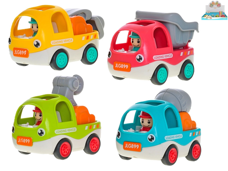 Veselá stavební autíčka se zpětným chodem 6,5 cm – sada 12 ks