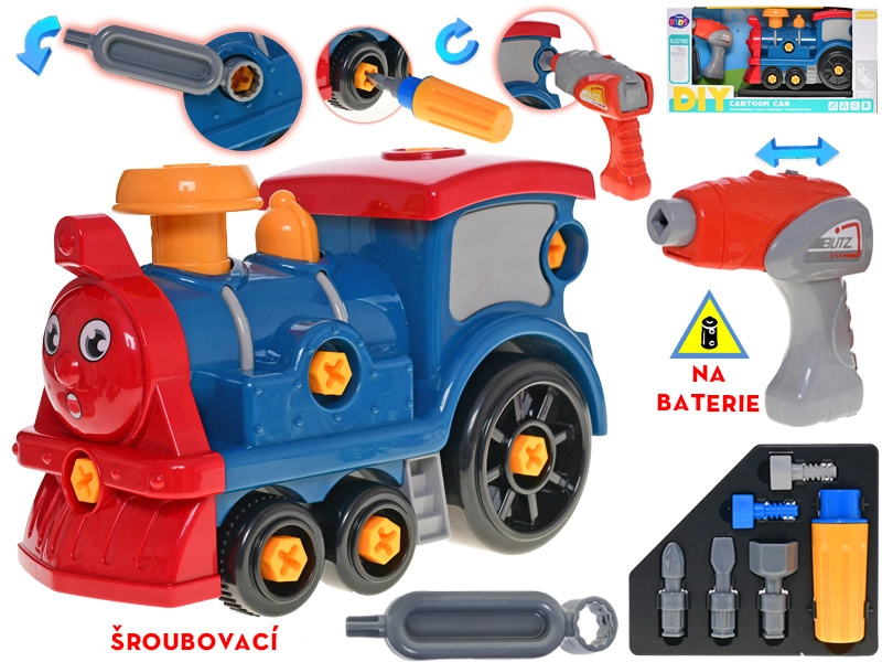 Šroubovací lokomotiva 28 cm s bateriovou vrtačkou a doplňky