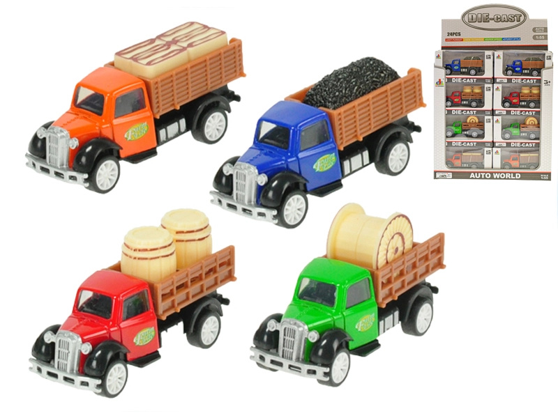 Kovové farmářské nákladní autíčko 1:55 se zpětným chodem, 8,5 cm – různé druhy