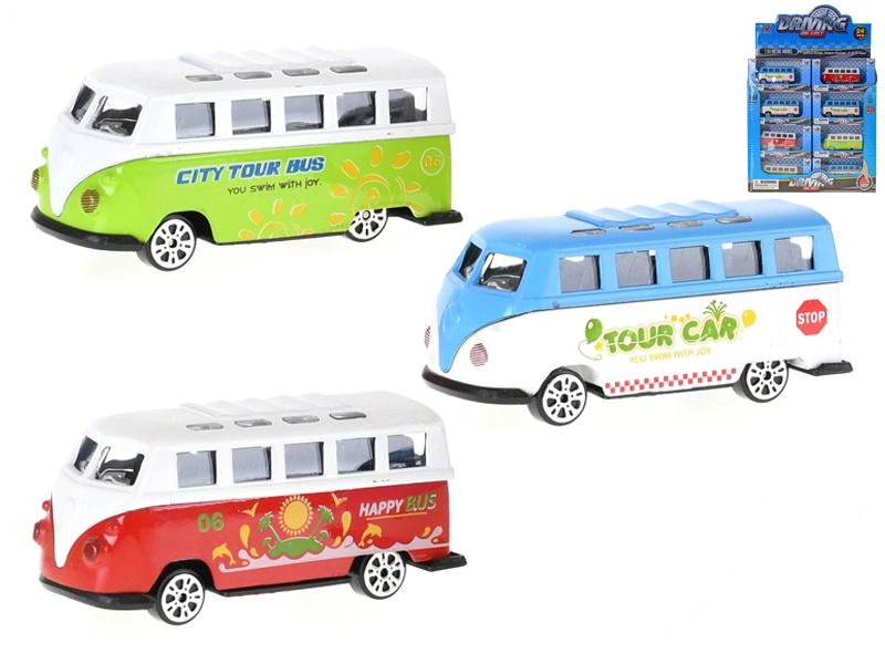 Kovový mini autobus 1:64 s volným chodem
