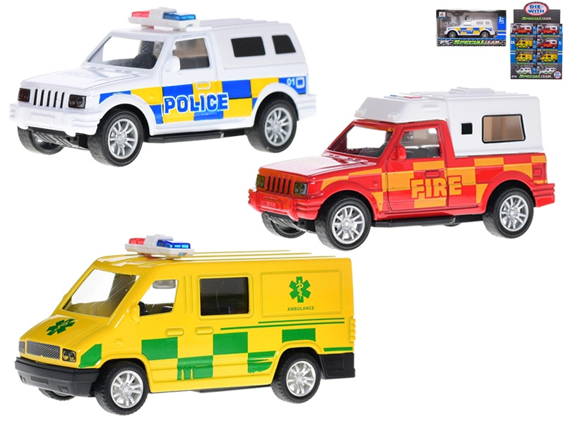 Mikro Vozidla záchranných složek 11cm kov 3 druhy