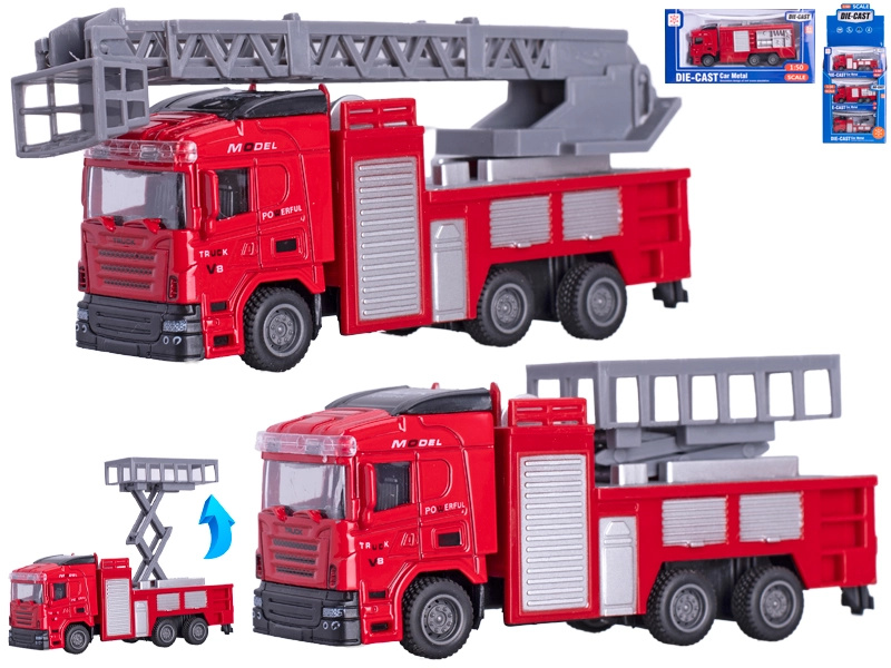 Hasičské auto kovové 13 cm 1:50 se zpětným chodem