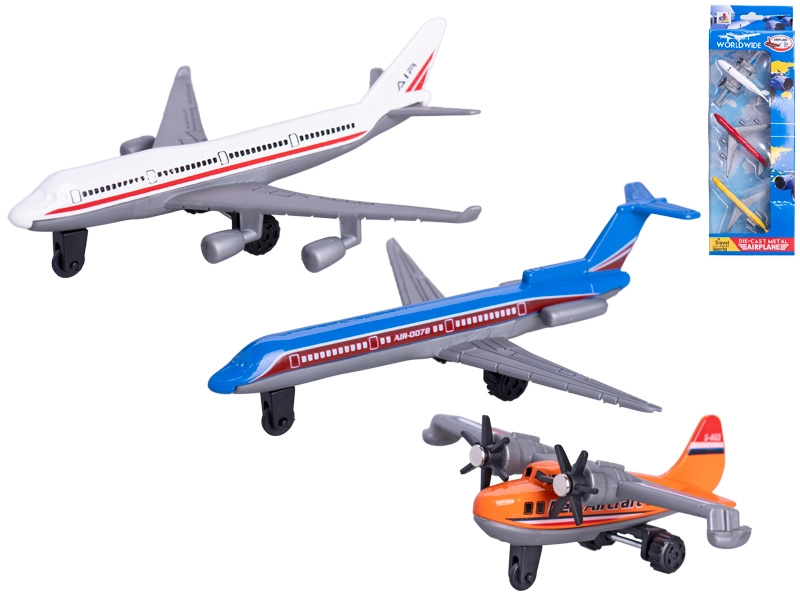 Sada kovových modelů letadel s volným chodem – 3 ks