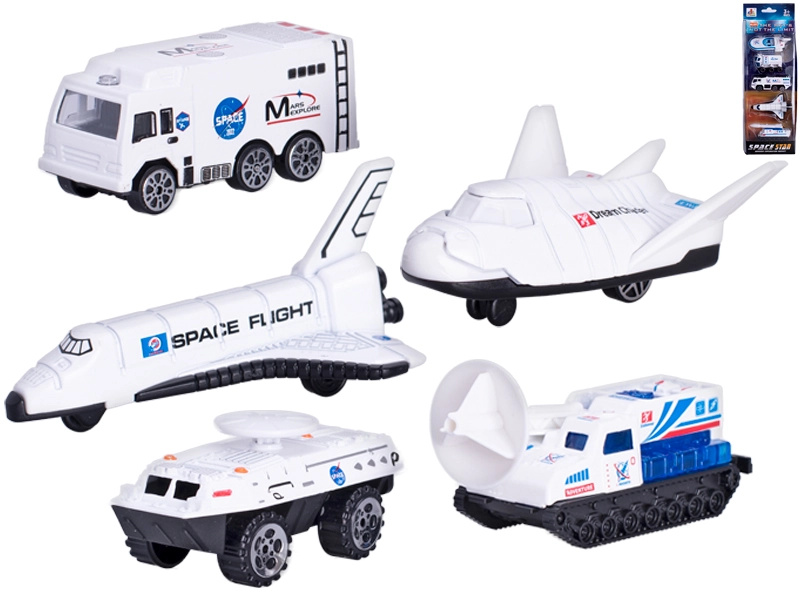 Vesmírná vozidla kovová sada 5 ks (5,5–8 cm) s volným chodem