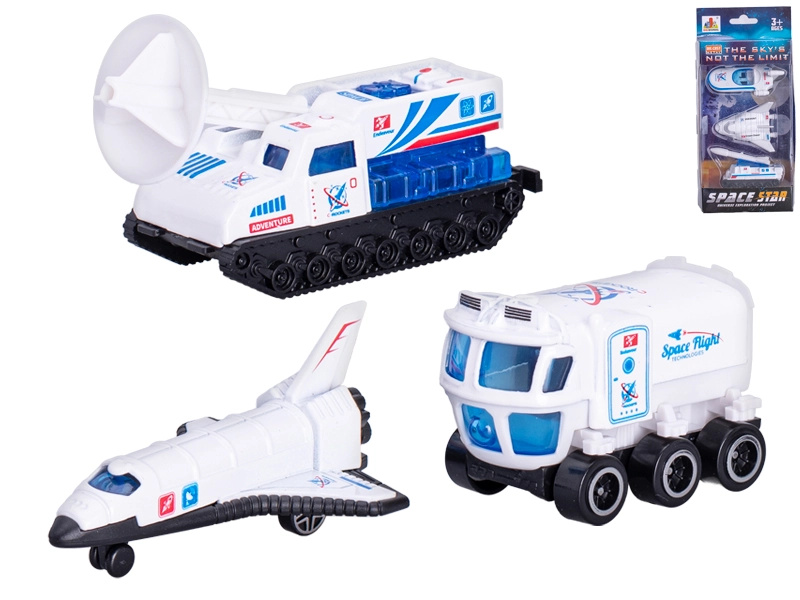 Kovová vesmírná vozidla na volný chod – sada 3 ks