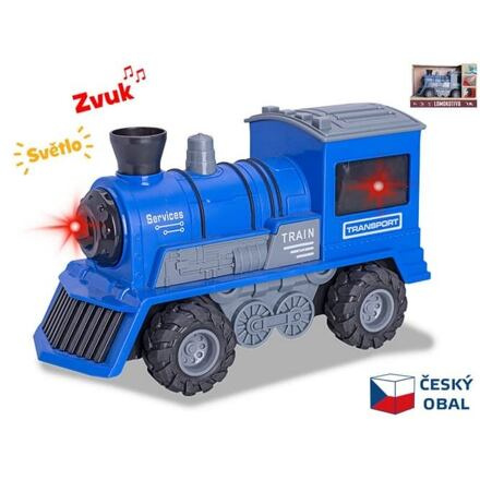 Mikro Trading Lokomotiva modrá 22,5cm 1:16 na setrvačník na baterie se světlem a zvukem
