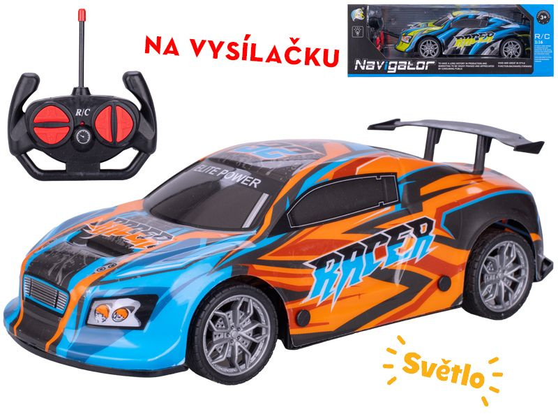 Mikro R/C auto závodní 26cm 27MHz plná funkce na baterie se světlem