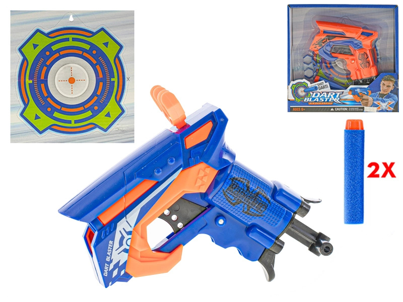 Pistole na natažení s pěnovými náboji a terčem 11 cm