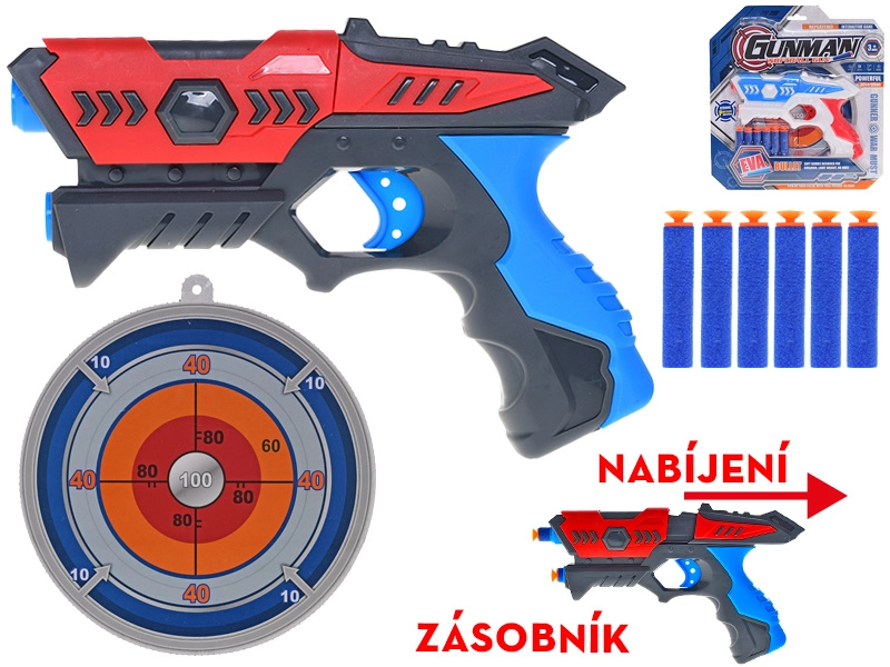 Pistole na pěnové náboje s terčem a počítadlem