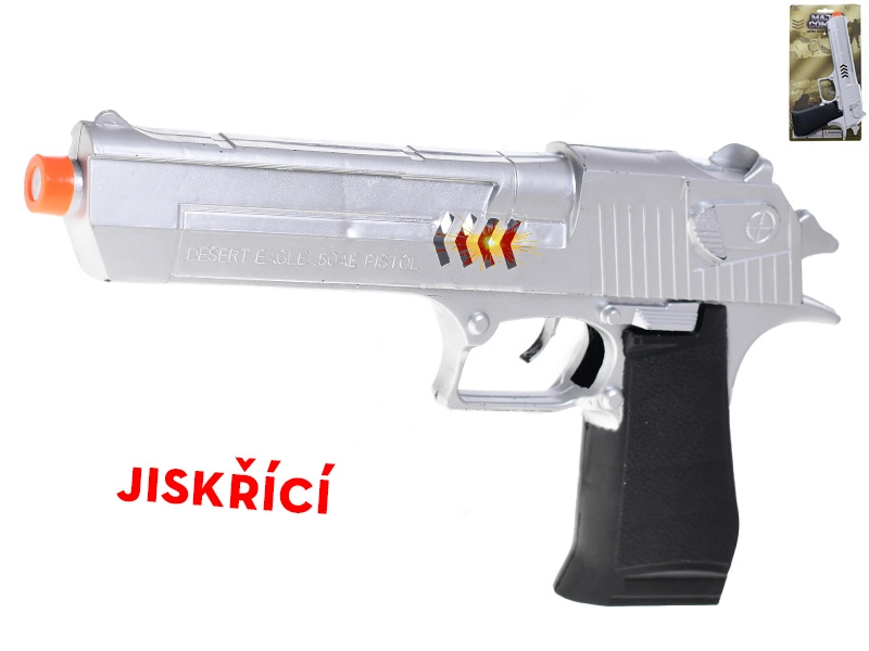 Jiskřící setrvačníková pistole pro děti 26 cm
