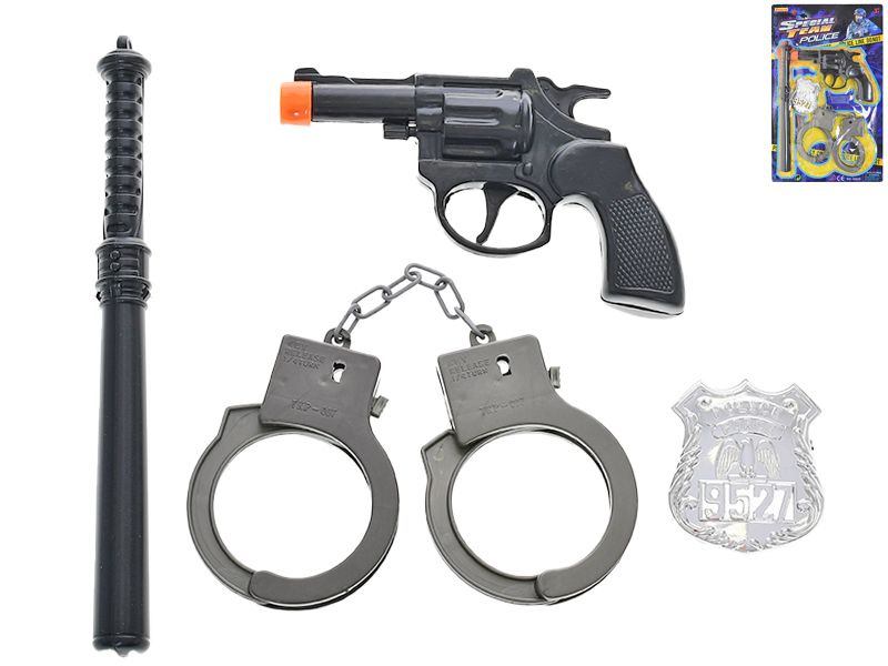 Policejní set 4 ks pistole klapací 14 cm s doplňky