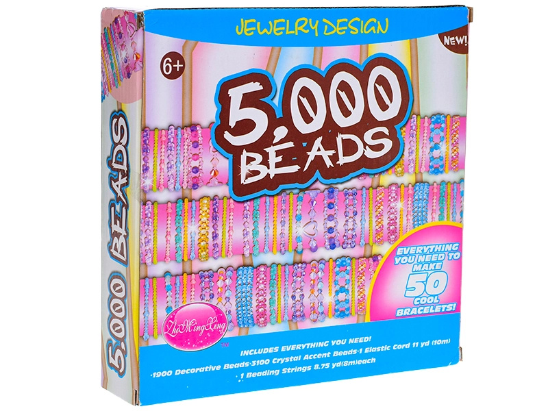 Velká kreativní sada plastových korálků pro děti – 5000 ks s doplňky
