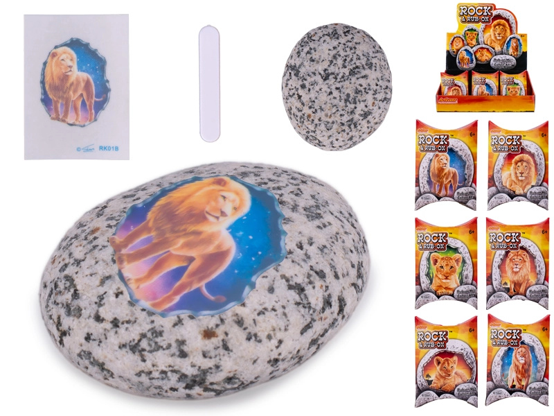 Kamínek se samolepkou – safari lev, kreativní sada pro děti