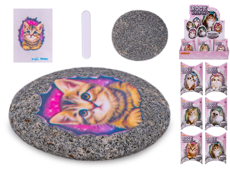 Kamínek se samolepkou kočičky – kreativní hračka pro děti od 6 let