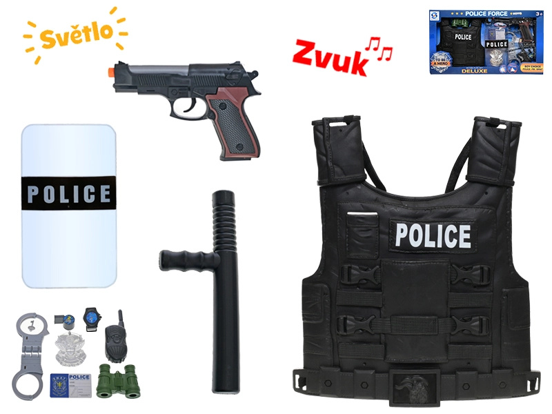 Policejní hrací set s vestou a světelnou pistolí 24 cm