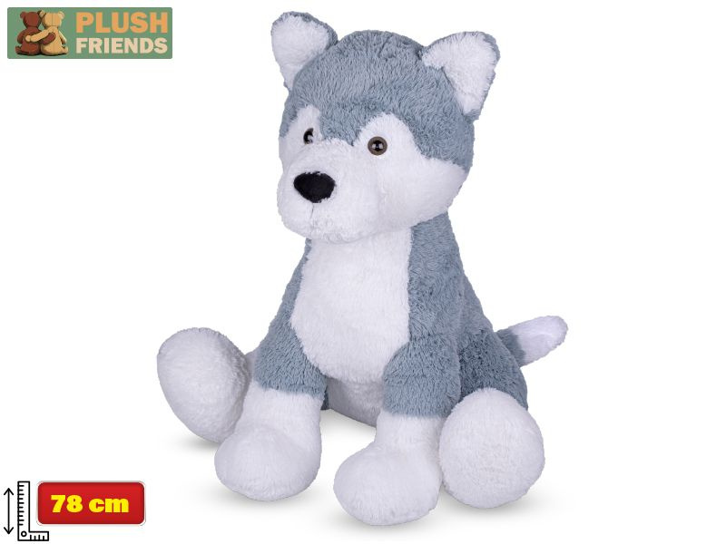 Mikro Plush Friends pes husky plyšový 78cm sedící