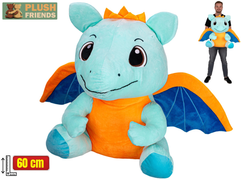Plush Friends světle modrý plyšový drak 60 cm (sedící)