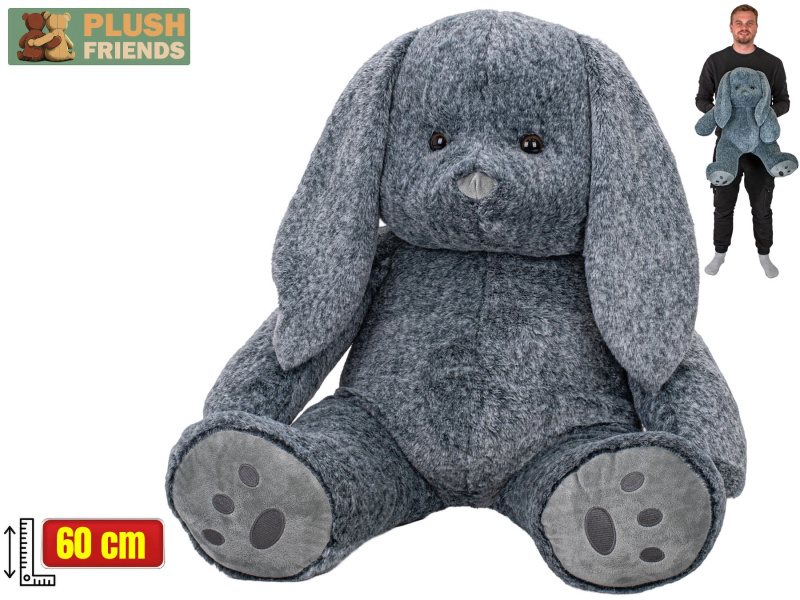 Plyšový králík sedící 60 cm šedý Plush Friends